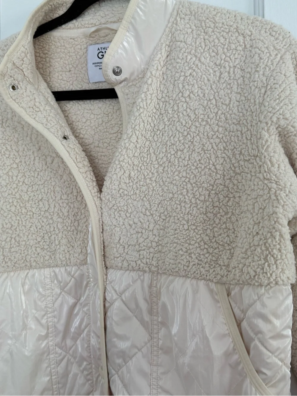 Athleta Girl Toasty Tugga Midi Jacket Sherpa Quilted Size L 12